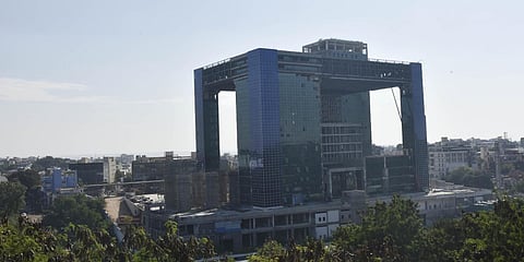Command Control room which is under construction in Hyderabad. (Photo| Vinay Madapu, EPS)