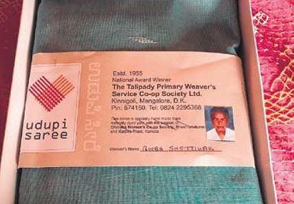 One of the sarees gifted by BJP leader Shobha Karandlaje to Union ministers and other personalities