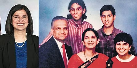 An old snapshot of Mala Adiga with family members. (Photo | EPS)