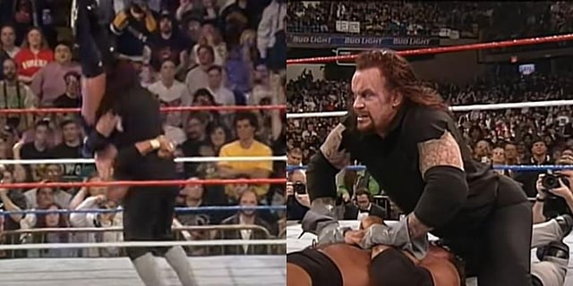 March 23, 1997 - Illinois: WrestleMania XIII vs Sycho Sid (WWF Championship Match). Bret Hart distracts Sid, The Undertaker hits Tombstone Piledriver, wins by pinfall. (YouTube screengrab)