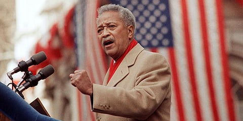 David Dinkins delivers his first speech as mayor of New York. (File photo| AP)