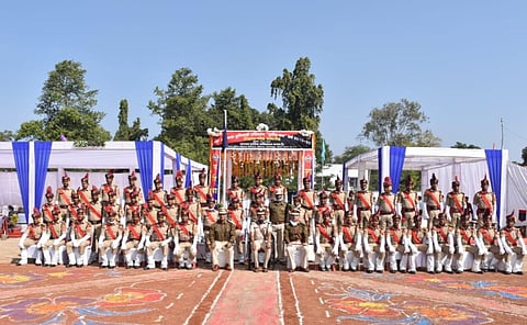 The newly recruited police personnel at Jagdalpur police training school (Photo | EPS)