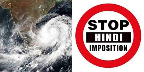 When people were expecting the updates to be in either Tamil or English, IMD's tweets in Hindi did not go down well with the people in Tamil Nadu.