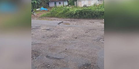 A small patch showing the pathetic condition of the Hassan- Sakleshpur highway, which needs urgent attention. (Photo | Express).