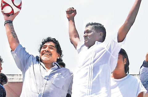 I M Vijayan with Diego Maradona | A  Sanesh