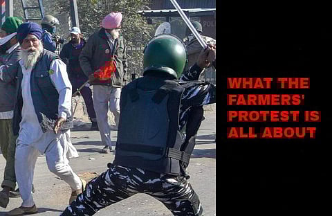 Thousands of farmers have reached the national capital on their tractor-trolleys and other vehicles, responding to the 'Delhi Chalo' call against the agri-marketing laws enacted at the Centre in September. (Photo | PTI)