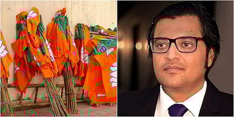 BJP flags (L) and Republic TV editor-in-chief Arnab Goswami. (File photos)