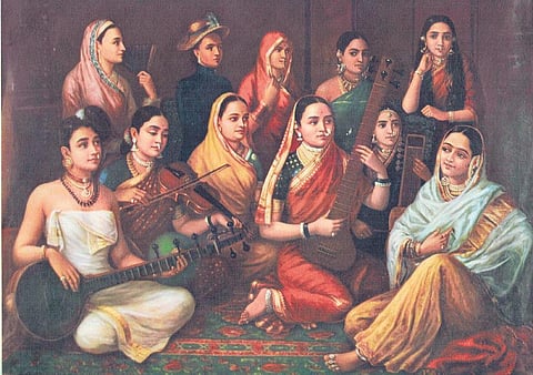 ‘Lithographic Print of ‘Galaxy of Musicians’  work by Raja Ravi Varma