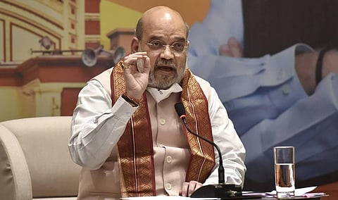 Union Home Minister Amit Shah addresses a press meet in Kolkata Friday Nov. 6 2020. (Photo | PTI)
