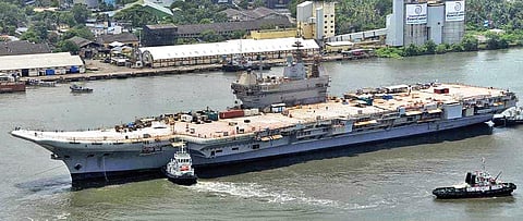 Indian Navy and Cochin Shipyard conducting the Basin Trials of the Indigenous Aircraft Carrier in Kochi on Monday | Express