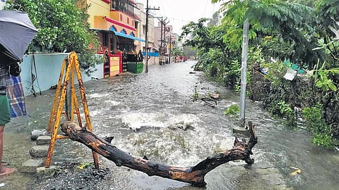 A scene from one of the interior Chitlapakkam roads during last week’s heavy rainfall | Express