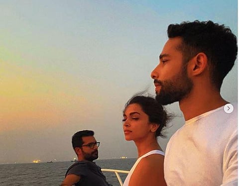 Siddhanth Chaturvedi with Deepika Padukone and Shakun Batra. (Photo| Instagram)