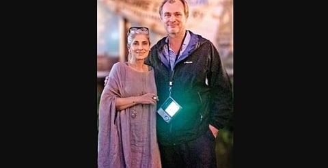 Christopher Nolan (R) with Dimple Kapadia (L)