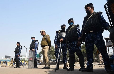 Security personnel deployed at Singhu border during farmers protests. (Photo | Parveen Negi, EPS)