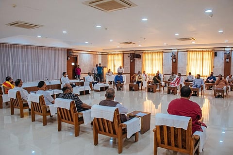 The meeting of the Chhatisha Nijog on Saturday (Photo | EPS)