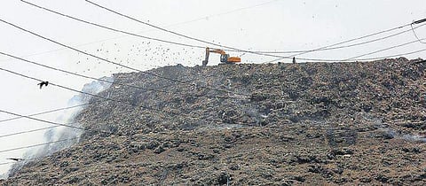 The garbage dumped at he Ghazipur site over the years has attained the height of about 65 meters. (File Photo)