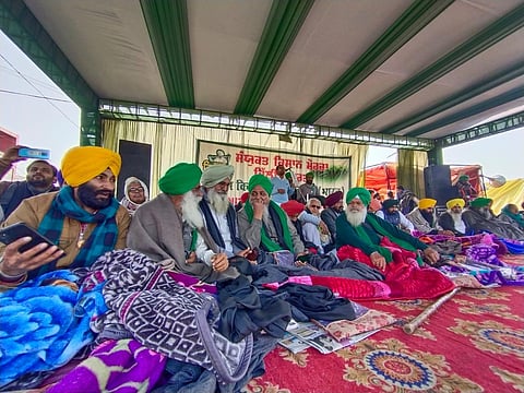 Farmer leaders started hunger strike on Monday. (Photo | Parveen Negi, EPS)