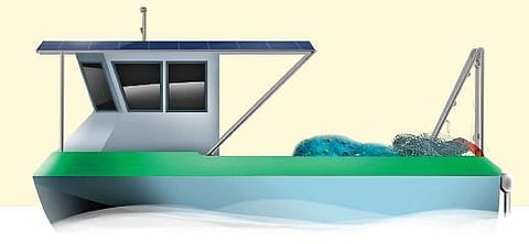 The prototype of the solar fishing boat