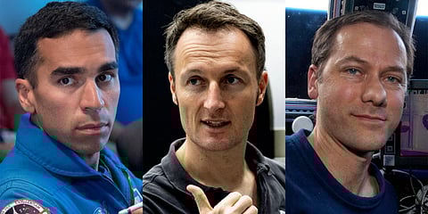 (From left) NASA astronauts Raja Chari and Tom Marshburn and ESA astronaut Matthias Maurer. (photo| Special Arrangement)