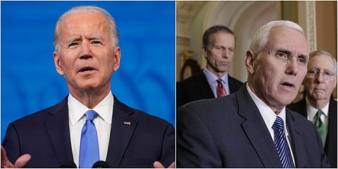 US President-elect Joe Biden (L) and Vice-President Mike Pence (File photo| AP)