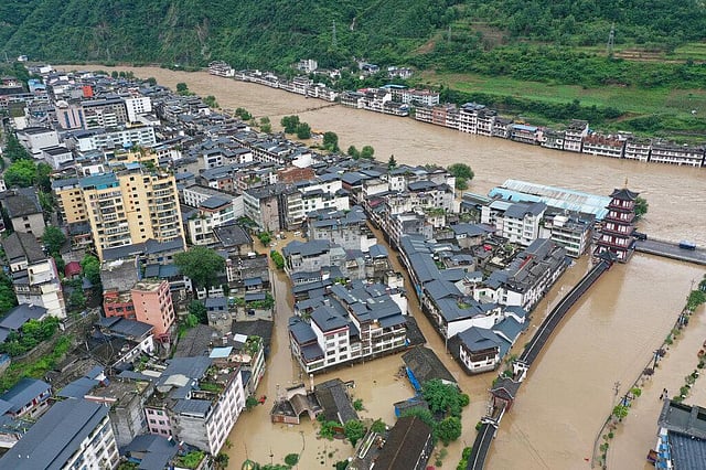 In this August 18, 2020, flooding is seen in Bikou township of Longnan city in northwestern China's Gansu Province. This year has seen record Atlantic hurricanes and western wildfires, devastating floods in Asia and Africa and a hot, melting Arctic. It's not just been a disastrous year, but a year of disasters. (Photo | AP)