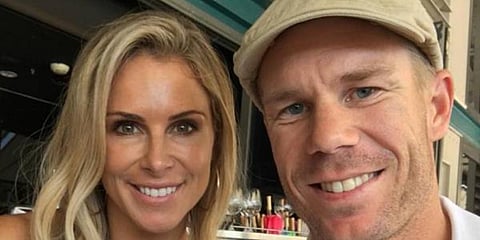 Australia opener David Warner with his wife Candice