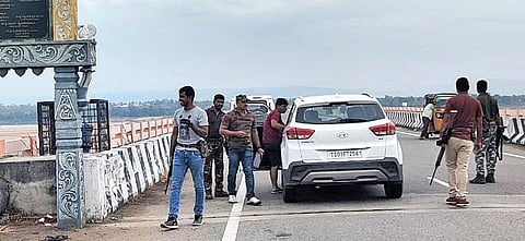 Security checks at Telangana-Chhattisgarh border on Wednesday