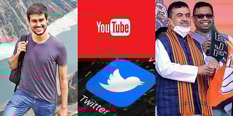 YouTuber Dhruv Rathee (L) and BJP leader Suvendu Adhikari (Photo | PTI and Twitter)