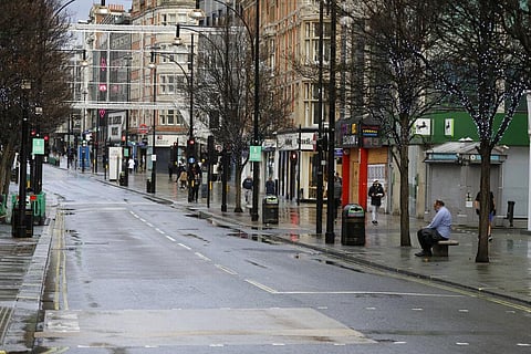 A view of a quiet part of Oxford street on what should be one of the busiest shopping days of the year, in London, Wednesday, Dec. 23, 2020. (Photo | AP)