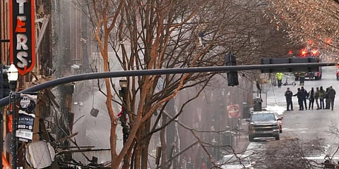Emergency personnel work at the scene of an explosion in downtown Nashville. (Photo | AP)