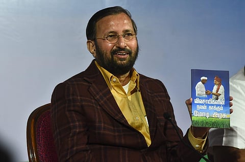 Union minister Prakash Javadekar during his visit to Chennai on Friday (Photo | Ashwin Prasath)