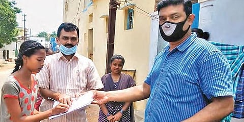 Lecturers of Talla Narayana Setty Government Junior College conduct a campaign for getting admission into the college 