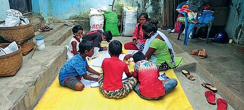 Jyotsnamayee Nayak teaching students in Jhimangia village of Kandhamal