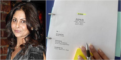 Shefali Shah (L) and the script of Human. (Photo| IMDb and Instagram)