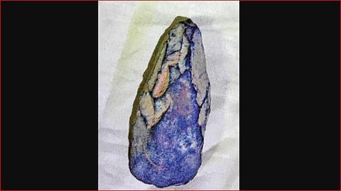 A neolithic celt discovered at Somasila village of Kollapur mandal in Nagarkurnool.