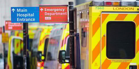 Ambulances outside the Royal London Hospital, in London. (Photo| AP)