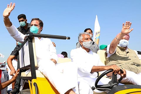 Rahul Gandhi at a tractor rally held in protest against the farm laws (File photo| EPS)