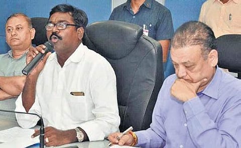 Transport Minister Puvvada Ajay Kumar at a press meet in Hyderabad on Saturday