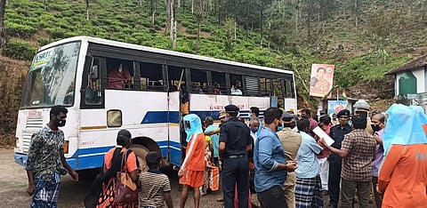 NDRF and police officers are engaged in shifting people living in line houses in Ponmudi to relief camps set up at a high school in Anappara | Express
