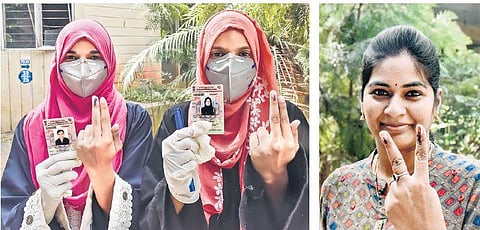 Voters at a polling booth in Old Malakpet division, where repoll was conducted on Thursday. (Photo| EPS/Vinay Madapu)