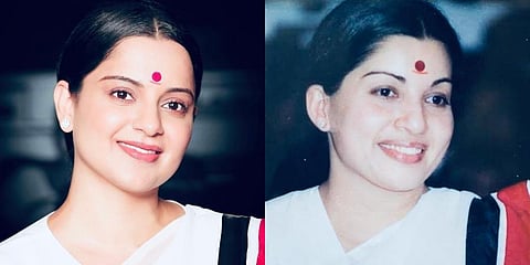 Kangana Ranaut’s look from Thalaivi as J Jayalalithaa. (Photo | Twitter)