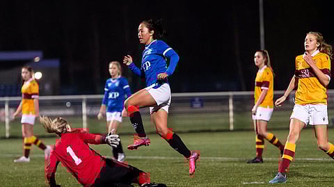 India and Rangers FC footballer Bala Devi (Photo | Twitter/@RangersWFC)