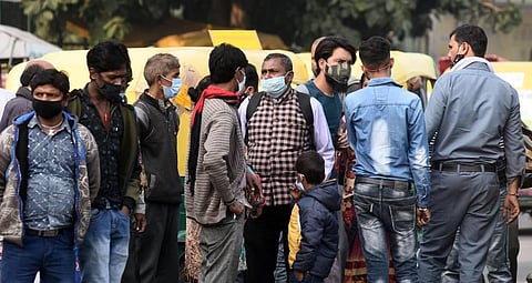 People not maintaining social distancing in New Delhi on Sunday. (Photo | Parveen Negi/EPS)