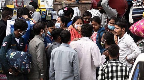 People not maintaining social distancing in New Delhi on Sunday. (Photo | Parveen Negi/EPS)