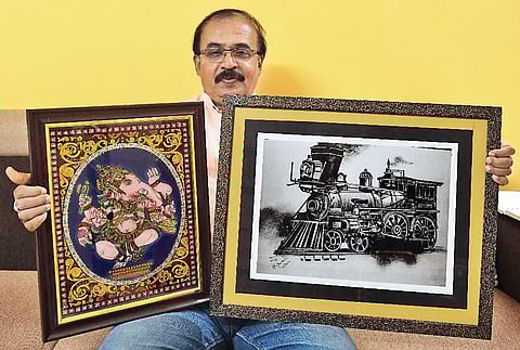 Vijayendra Chouthai’s sketch of a vintage steam loco (right) went viral after it was tweeted by the railway ministry
