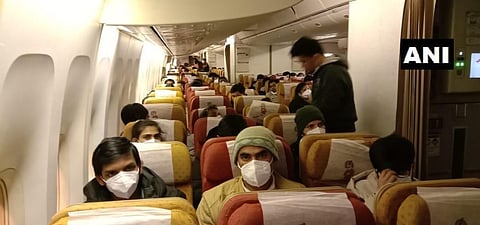 Passengers in the Air India flight from Wuhan. (Photo| ANI)