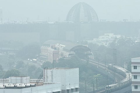 Thick blanket of smog engulfing Chennai’s airspace. (File photo)