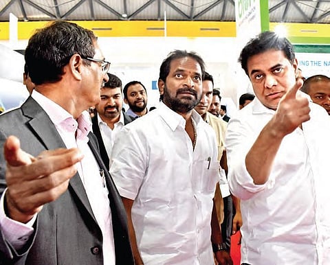 IT Minister KT Rama Rao gestures during the inaugural ceremony of the three-day  CREDAI-Hyderabad Property Show on Friday | S Senbagapandiyan