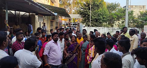 Top police officers, including SP Pravesh Kumar, visited the police station to hold inquiries. (Photo | EPS)