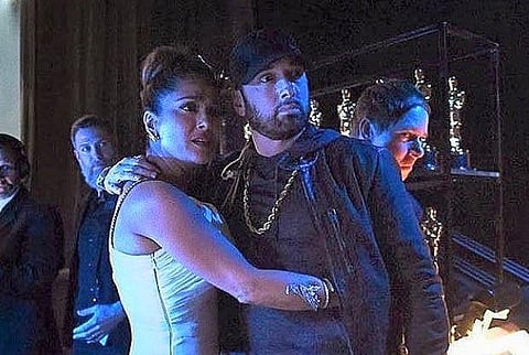 Salma Hayek with Eminem at the Oscars 2020 function. (Photo | Salma Hayek, Instagram)